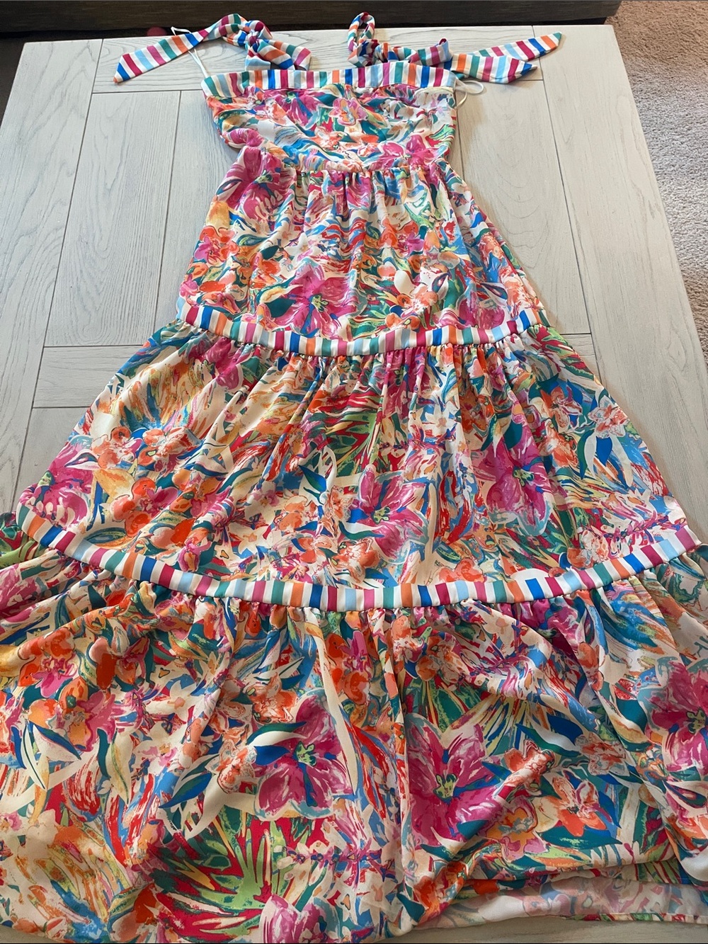 Flying Tomato Multicolor Floral Tiered Maxi Dress